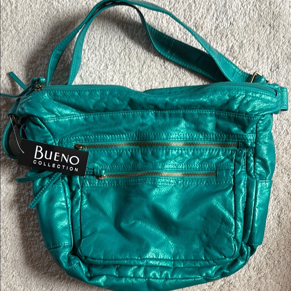 BUENO Sea green/blue Leather Bag NWT - Picture 1 of 12